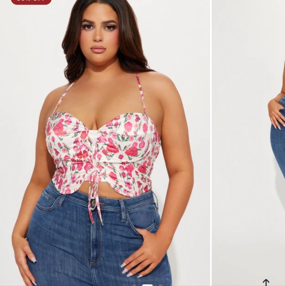 Fashion Nova Carvey Floral Pink Corset Satin Size XL